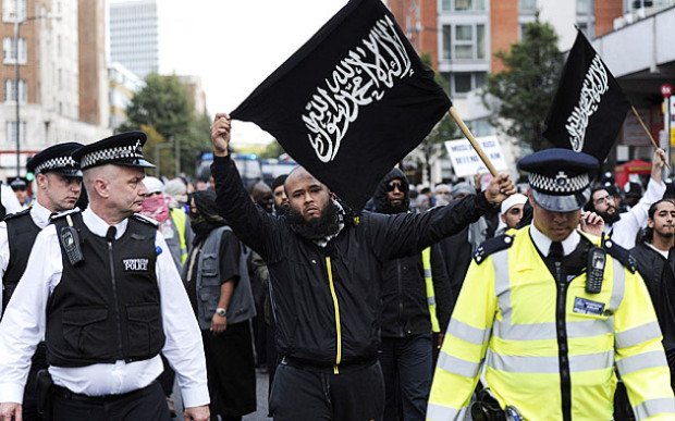 Police escort Islamist demonstrator marc